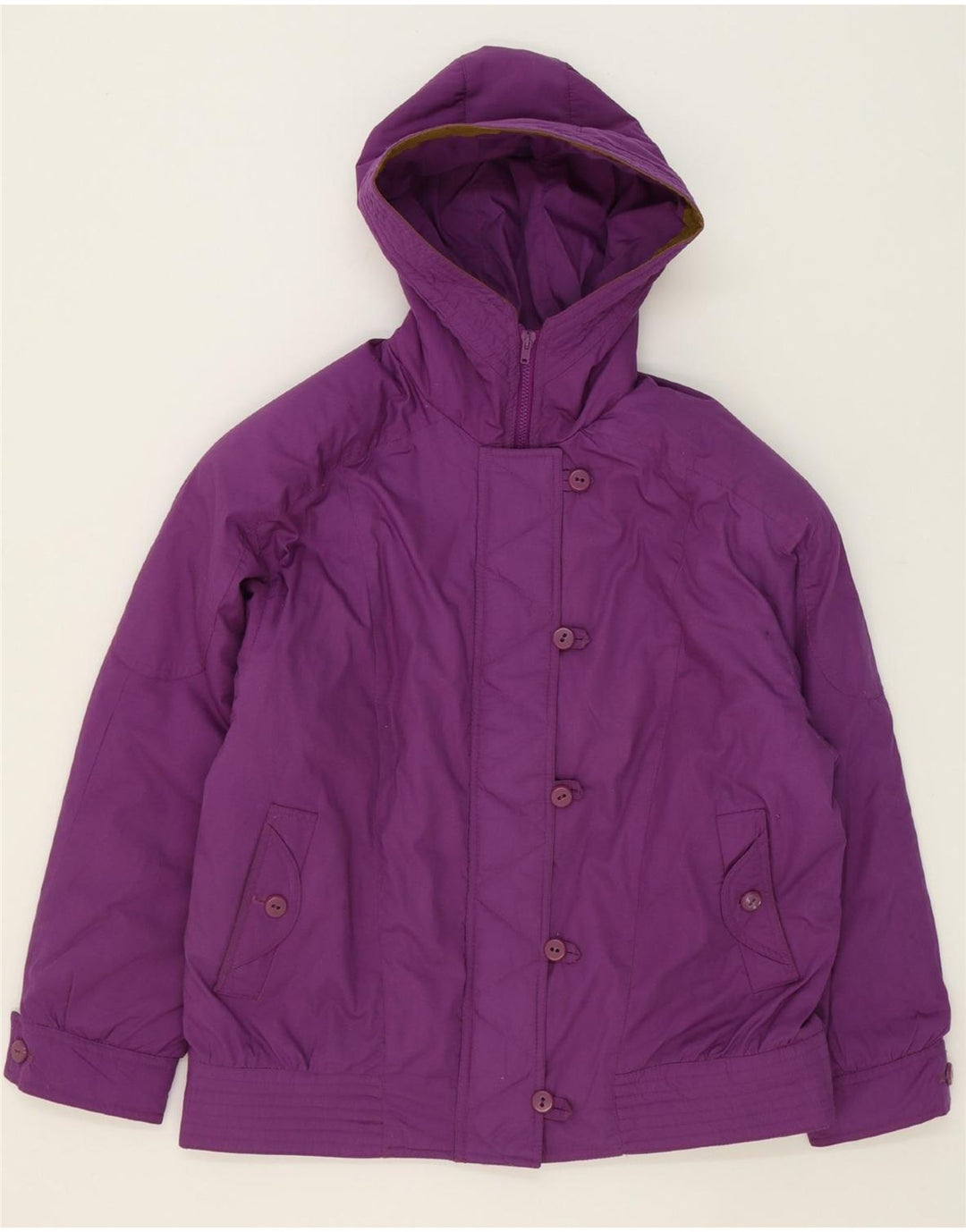 VINTAGE Womens Hooded Windbreaker Jacket EU 38 Medium Purple Polyester Vintage Vintage and Second-Hand Vintage from Messina Hembry 