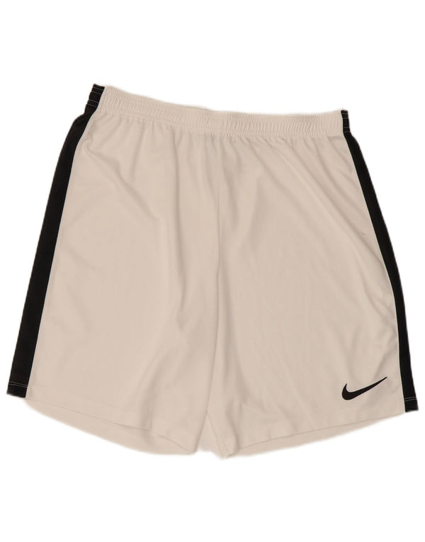 Nike Womens Dri Fit Sport Shorts XL W34 L8 White Colourblock Polyester