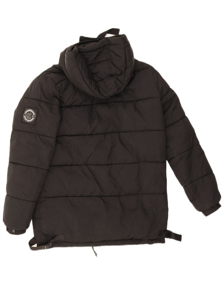 Женская утепленная куртка оверсайз с капюшоном Superdry UK 8, маленькая, черный нейлон