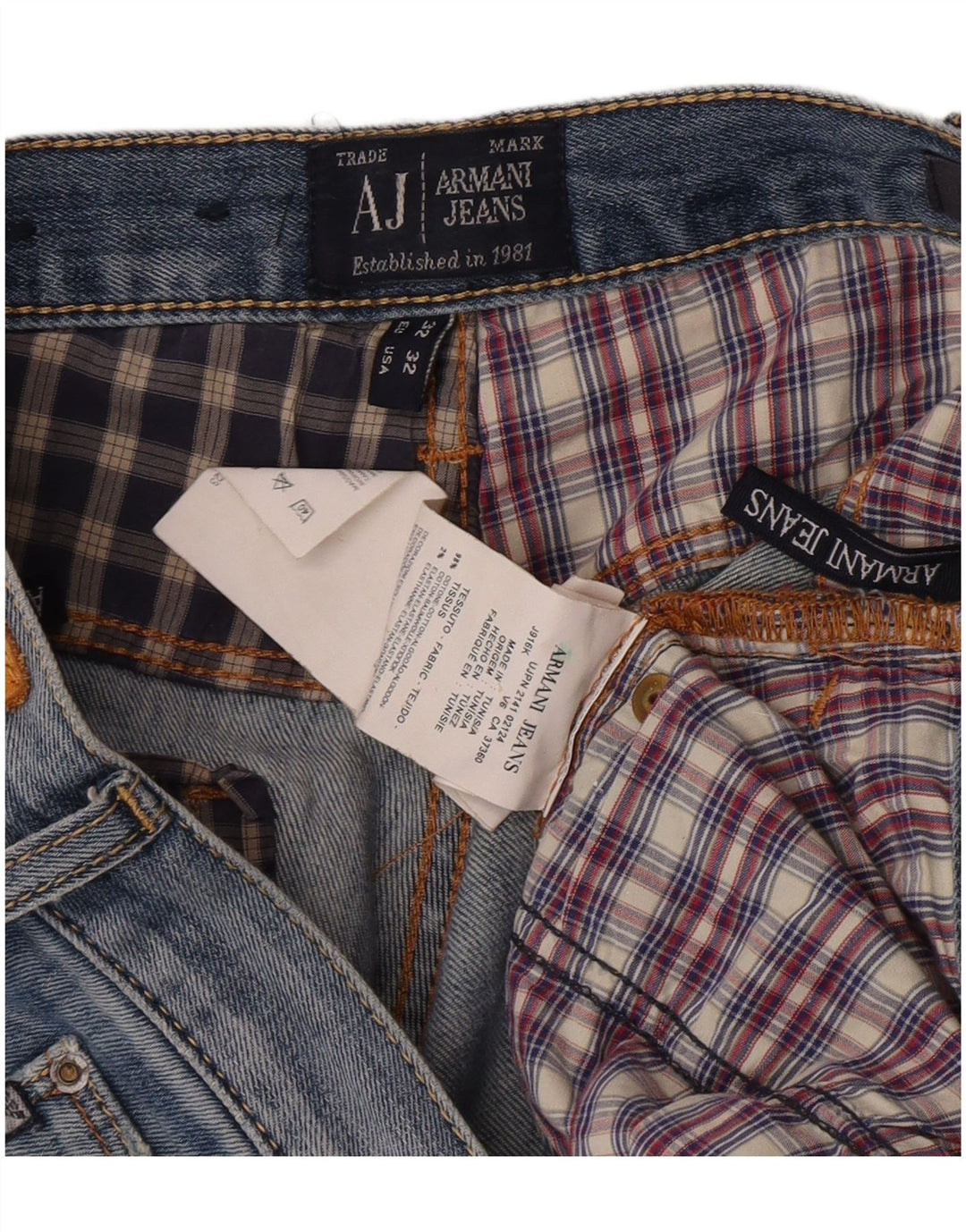 Мужские прямые джинсы Armani W32 L28 синие, хлопок