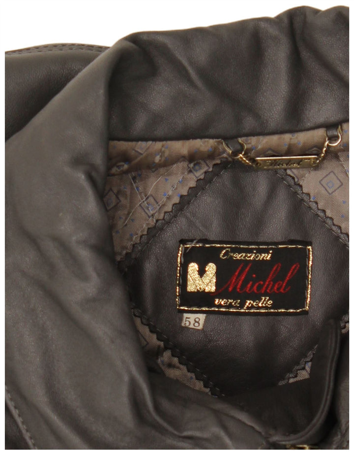 Мужская кожаная куртка Michel IT 58 4XL Серая кожа