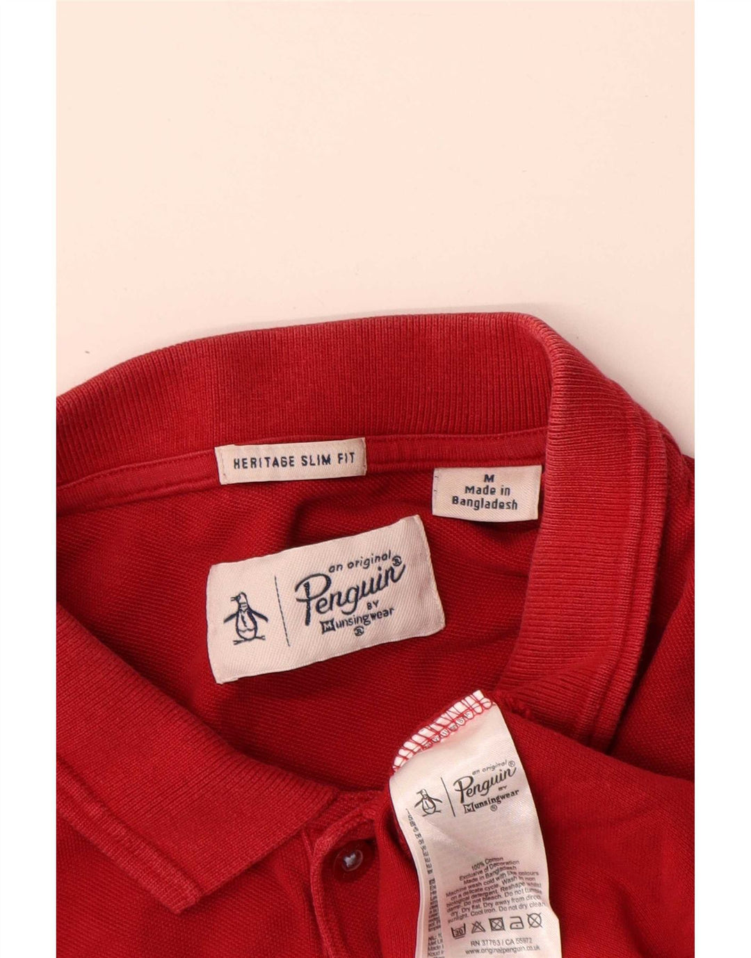 Мужская рубашка поло Penguin Heritage Slim Fit, хлопковая, среднего красного цвета