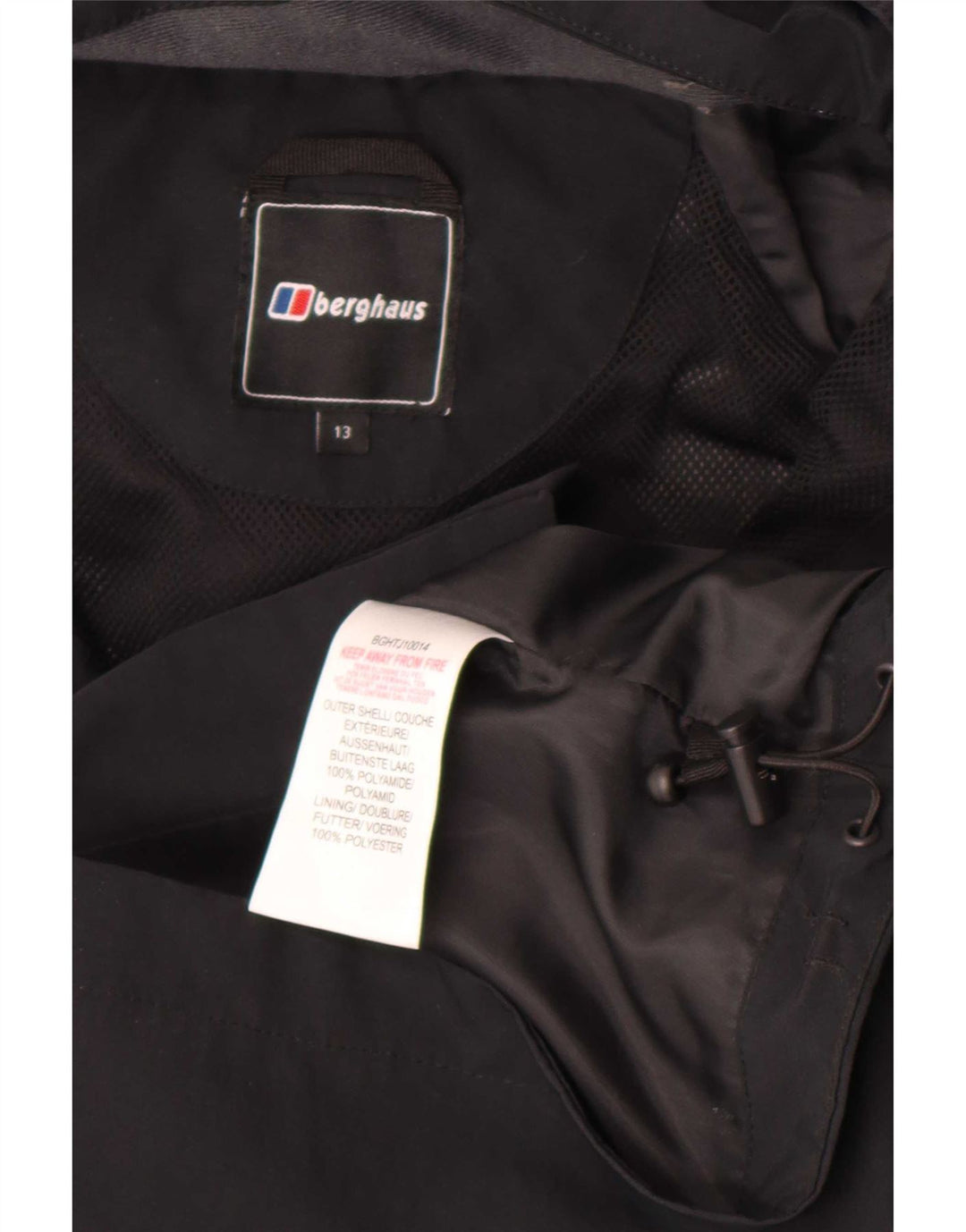 Berghaus Дождевик с капюшоном для мальчиков 12-13 лет Черный Полиамид