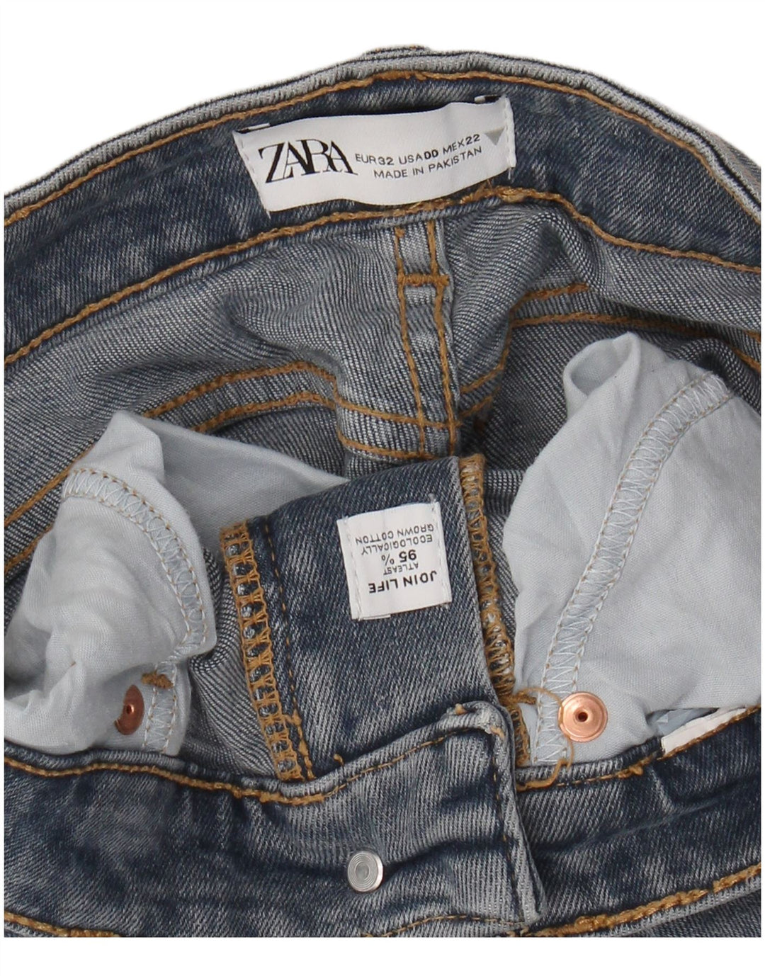 Женские джинсы Bootcut с высокой талией ZARA W22 L24, синие, хлопок