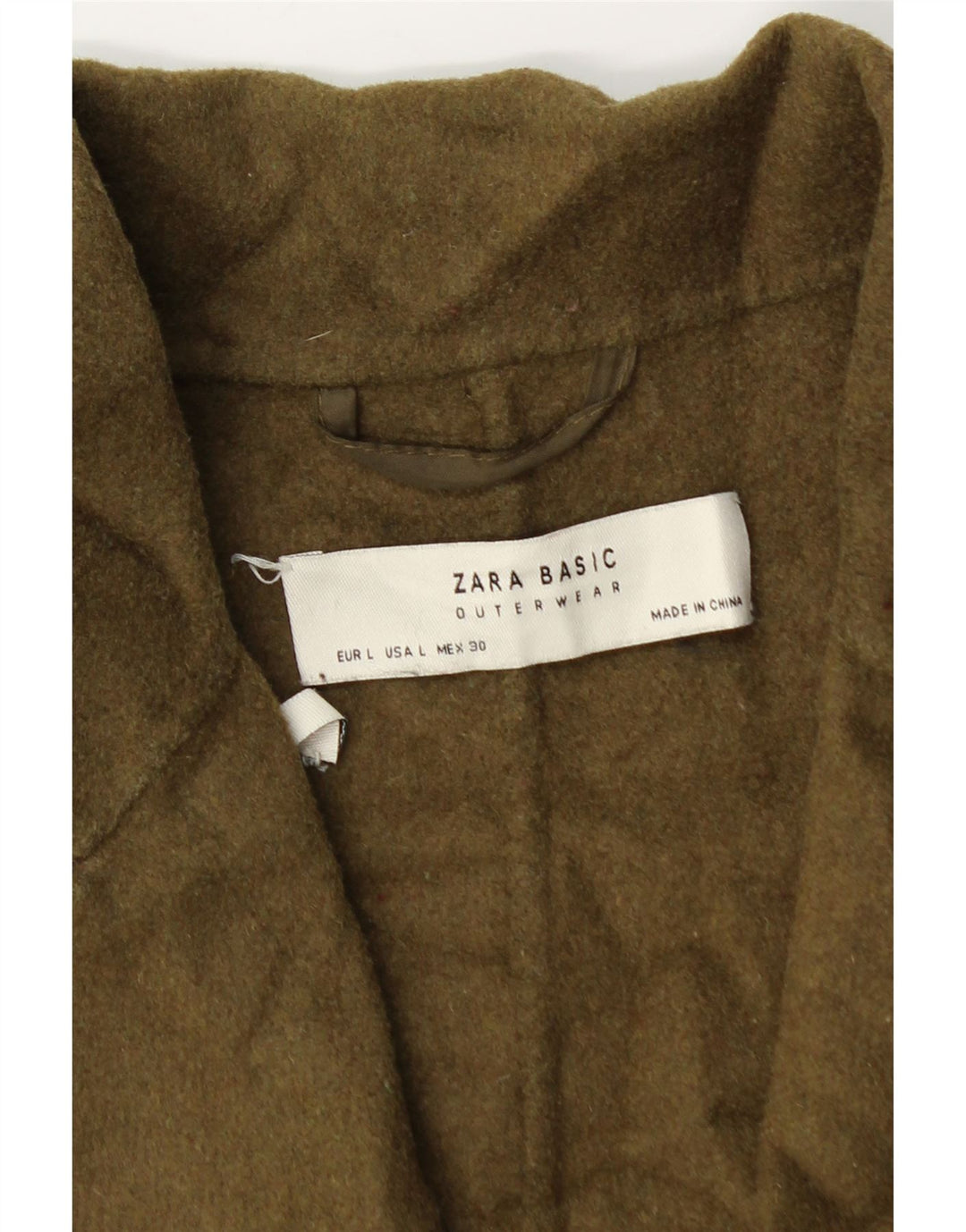 Женское пальто оверсайз Zara UK 16, большой размер, цвет хаки, шерсть