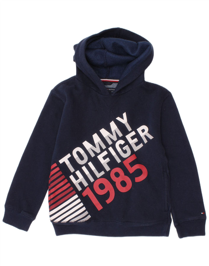TOMMY HILFIGER Джемпер с капюшоном и рисунком для мальчиков, 5–6 лет, темно-синий, хлопок
