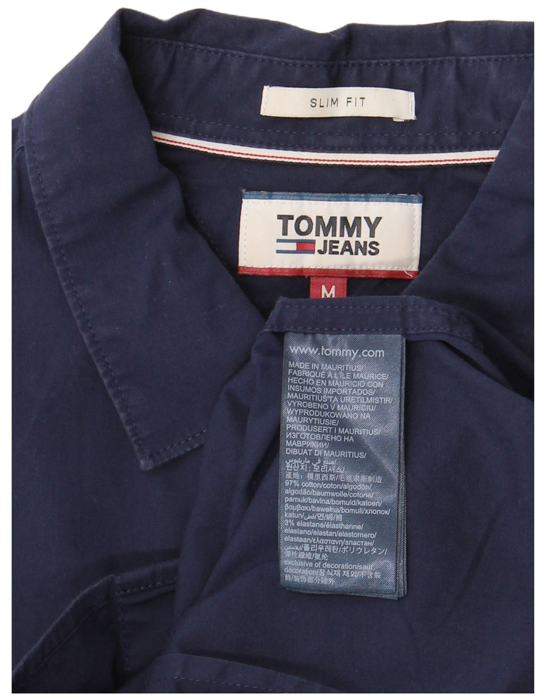Tommy Hilfiger Мужская рубашка приталенного кроя, средний темно-синий хлопок