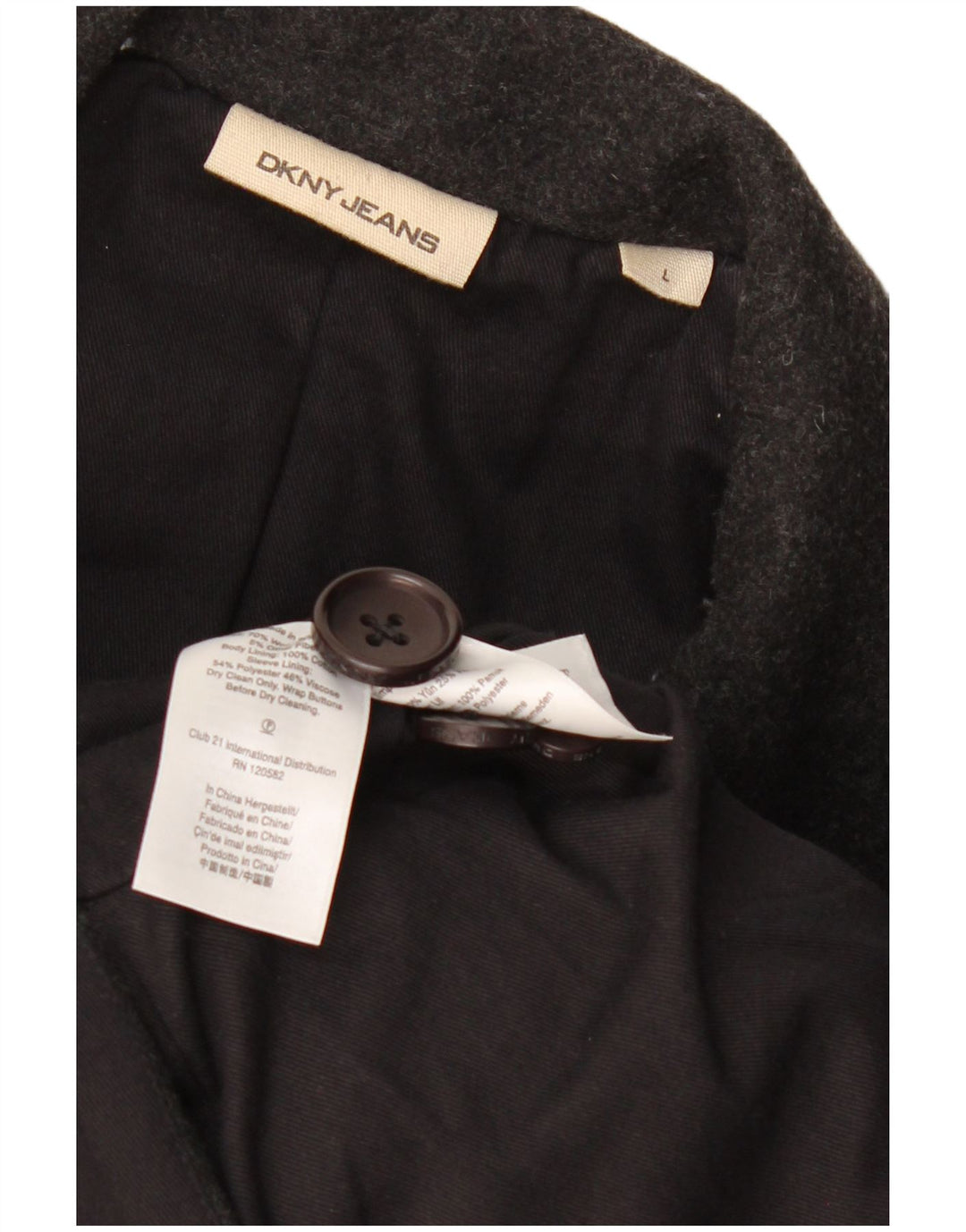 Мужское бушлат DKNY UK 40, большой серый, шерсть