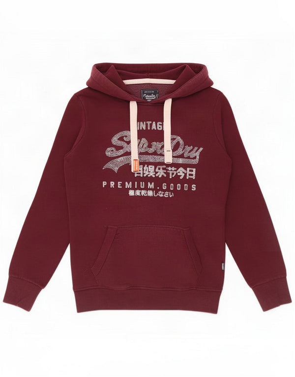 Женский джемпер с капюшоном Superdry в стиле оверсайз с рисунком UK 6 XS Фиолетовый хлопок