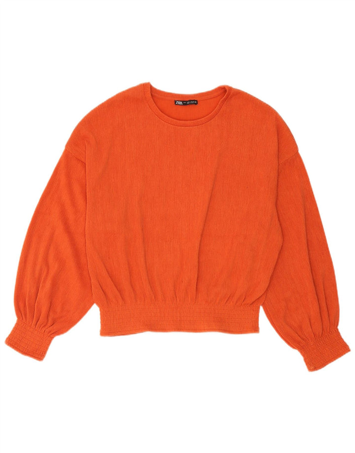 Женская блузка оверсайз Zara Top UK 10, маленький оранжевый полиэстер