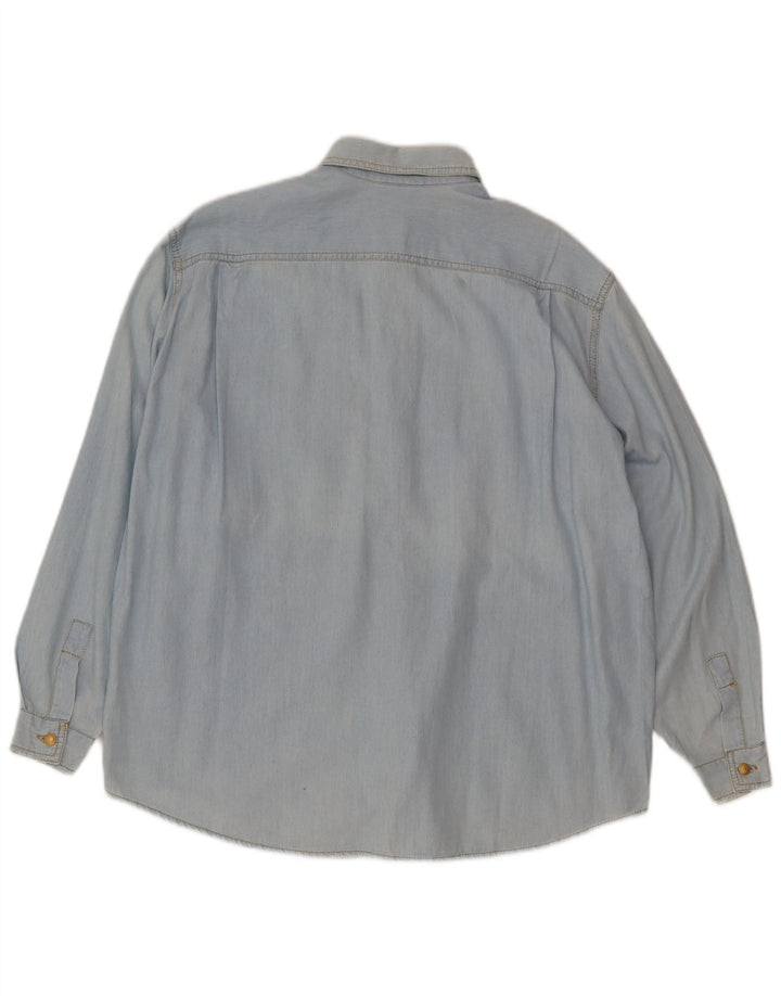 Женская джинсовая рубашка оверсайз Roccobarocco IT 42, средний синий хлопок