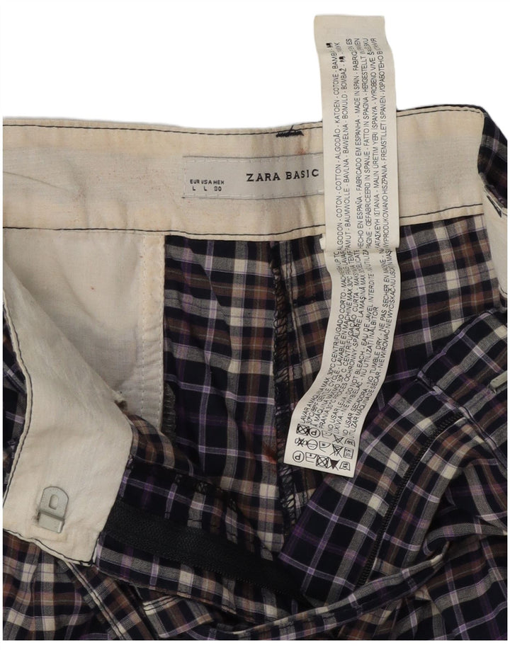 Мужские шорты чинос Zara, большие размеры W30, темно-синие, хлопковые в клетку