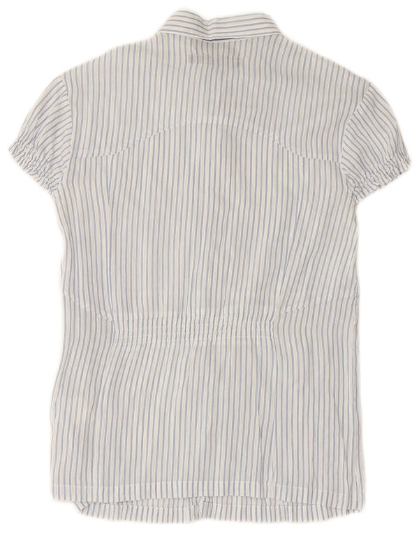 CALVIN KLEIN JEANS Женская рубашка с коротким рукавом UK 12, средний синий в тонкую полоску