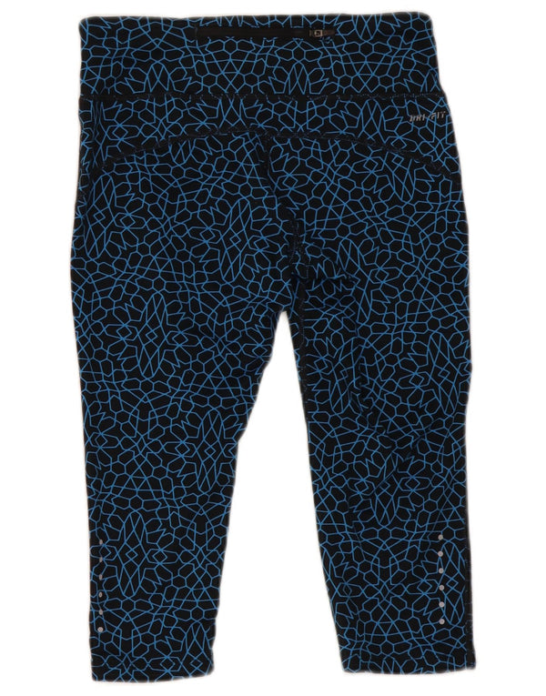 Женские леггинсы-капри Nike Dri Fit UK 6 XS, темно-синие, полиэстер с геометрическим рисунком