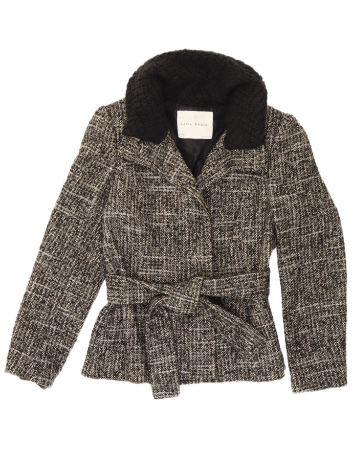 Женская куртка Zara UK 12, хлопковый средний серый цвет