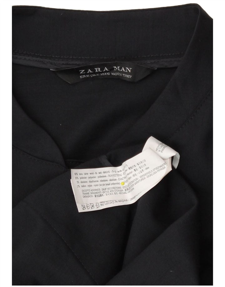 Мужская куртка-бомбер Zara UK 38, средний темно-синий, шерстяная