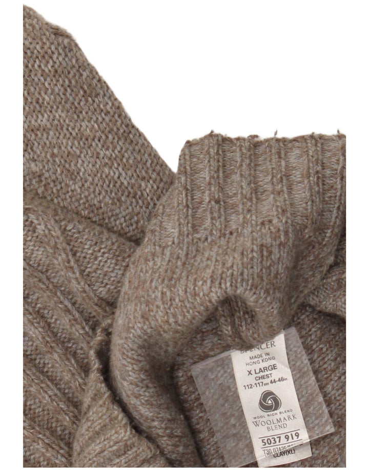 Мужской кардиган-свитер Marks & Spencer XL коричневый шерстяной