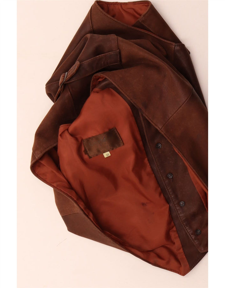 VINTAGE Мужской кожаный жилет IT 56 2XL Коричневый