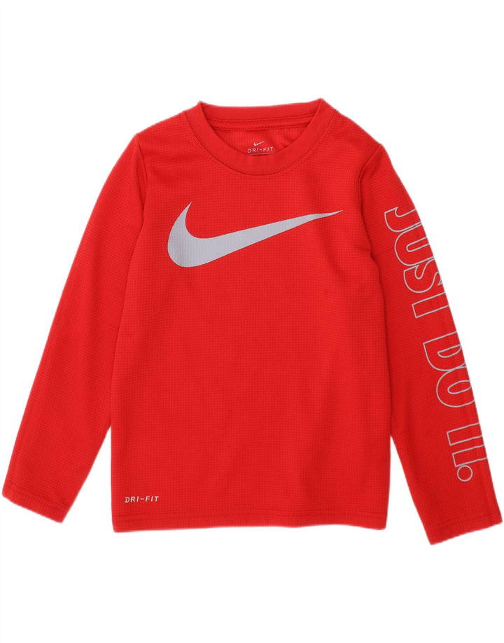 Топ с рисунком Nike для мальчиков с длинными рукавами, 4–5 лет, красный полиэстер