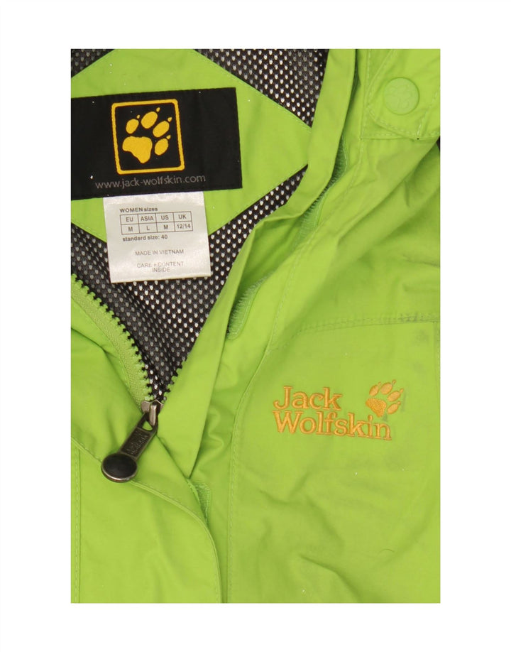 Женская дождевик с капюшоном Jack Wolfskin UK 12/14, средний зеленый цвет с цветными блоками