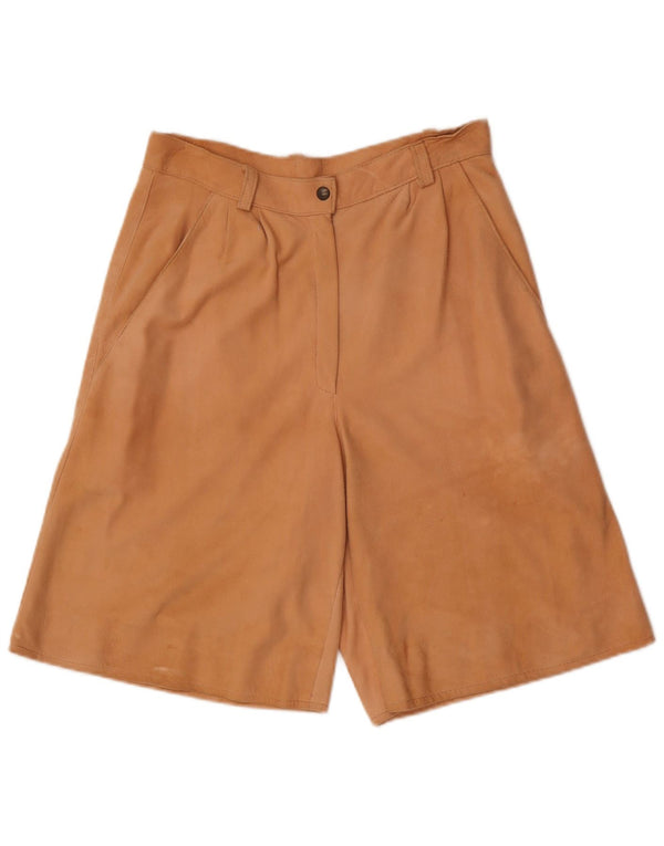 Vintage Womens High Waist Suede Bermuda Shorts W28 Medium Brown