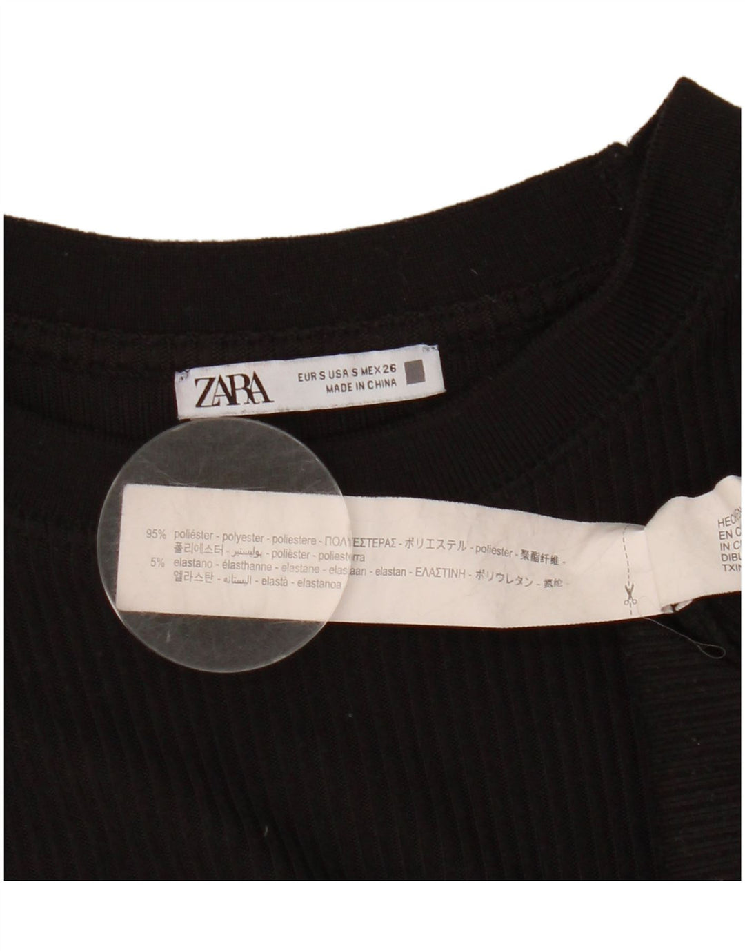 Женский топ Zara с длинным рукавом UK 10, маленький черный полиэстер
