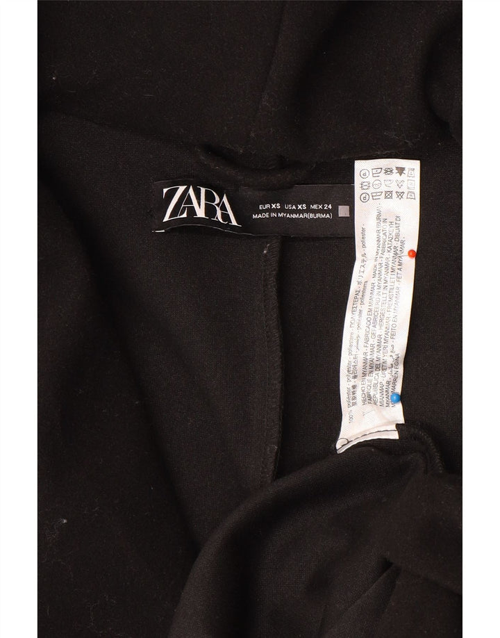 Zara Женское пальто большого размера с капюшоном UK 6 XS, черный полиэстер