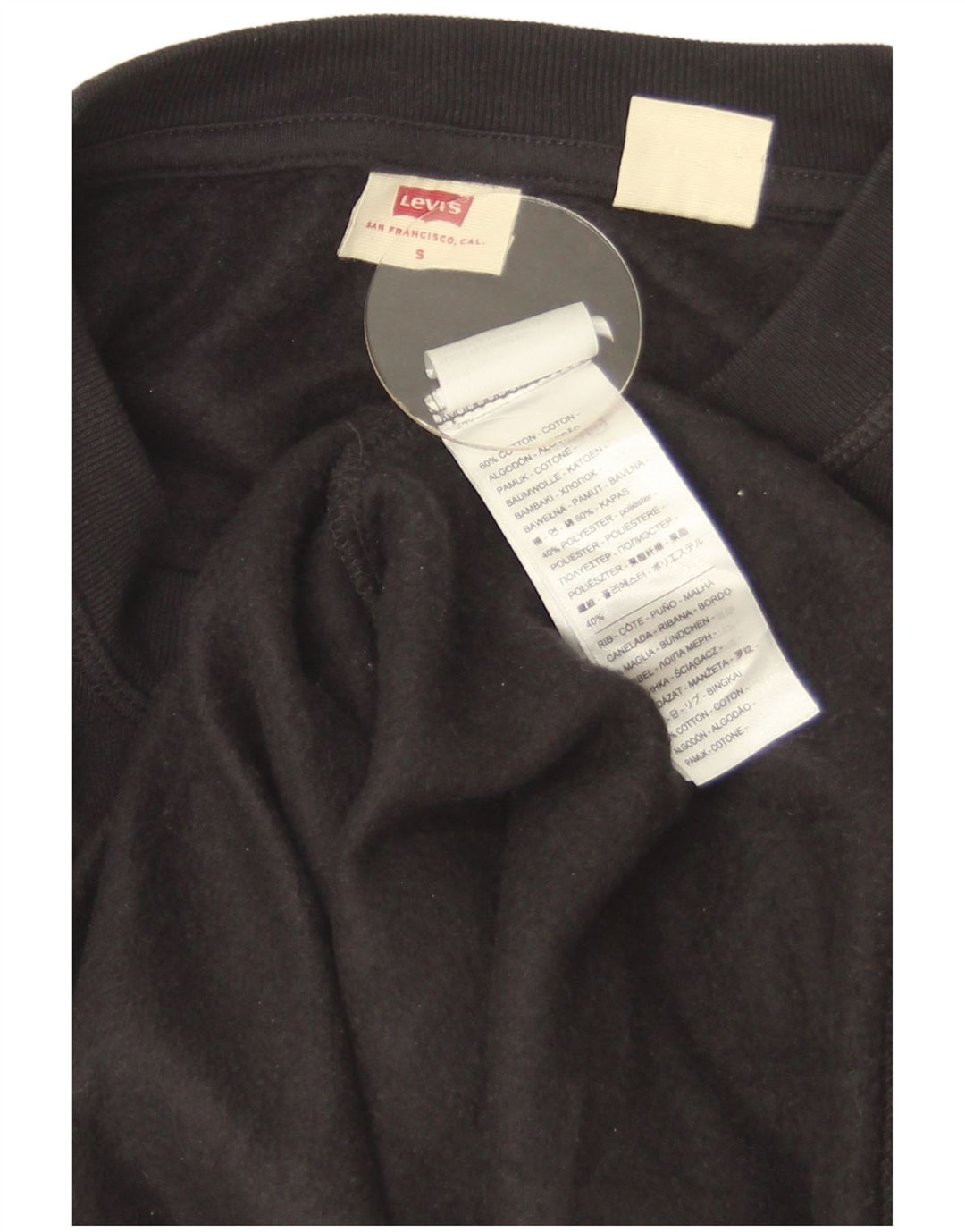Женский джемпер-толстовка оверсайз Levi's, размер UK 10, маленький, черный, хлопок