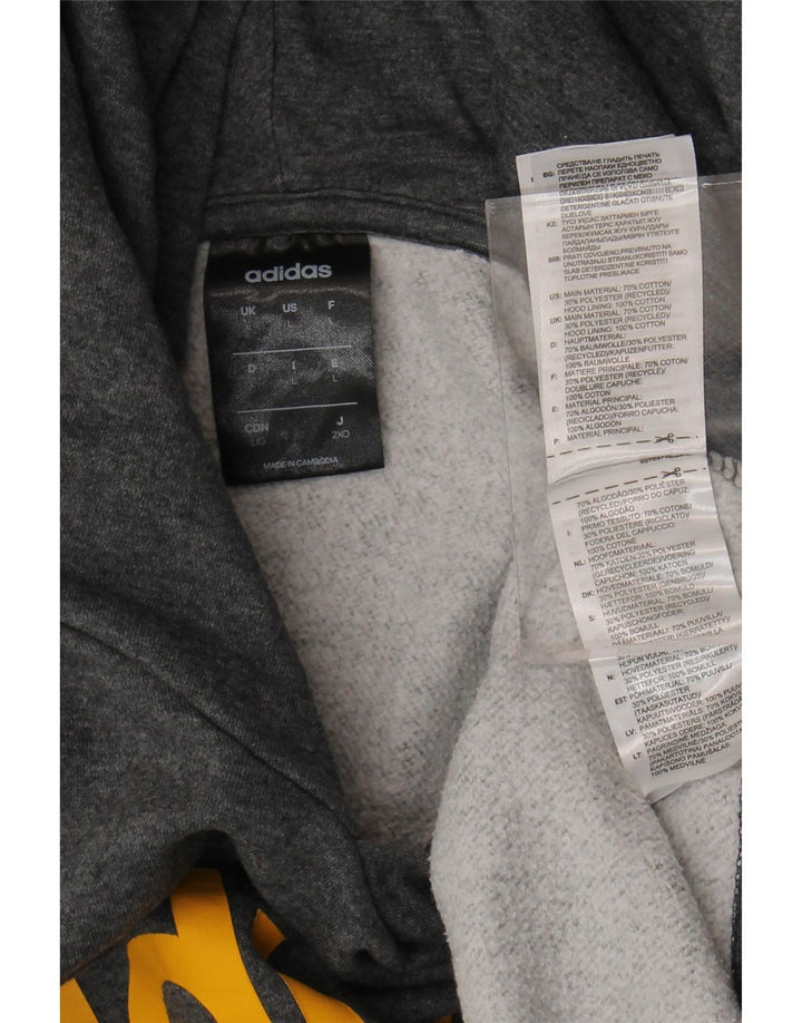 Мужской джемпер с капюшоном Adidas с рисунком, большой серый хлопок