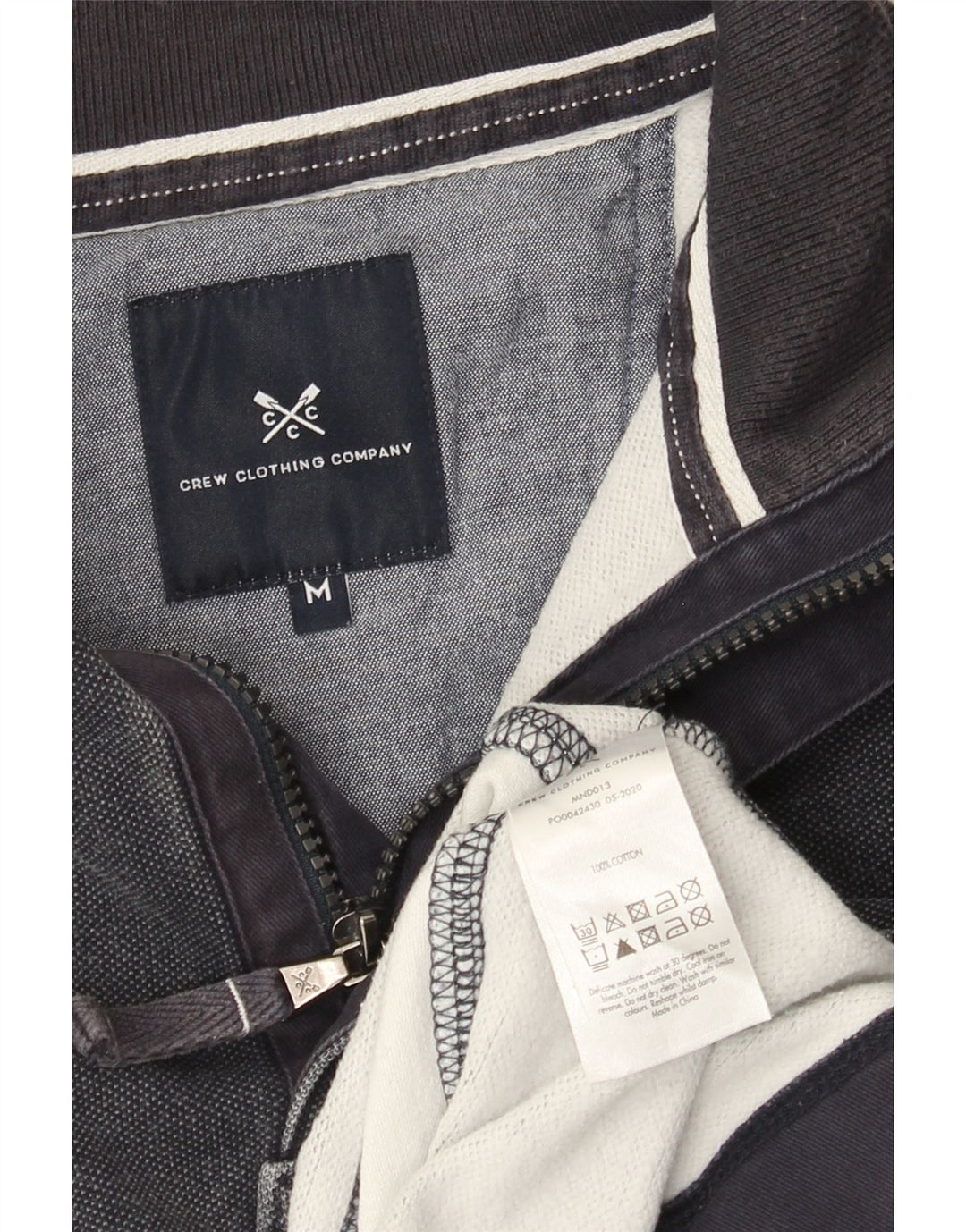 Crew Clothing Мужской свитшот с воротником на молнии, джемпер среднего размера, темно-синий в полоску