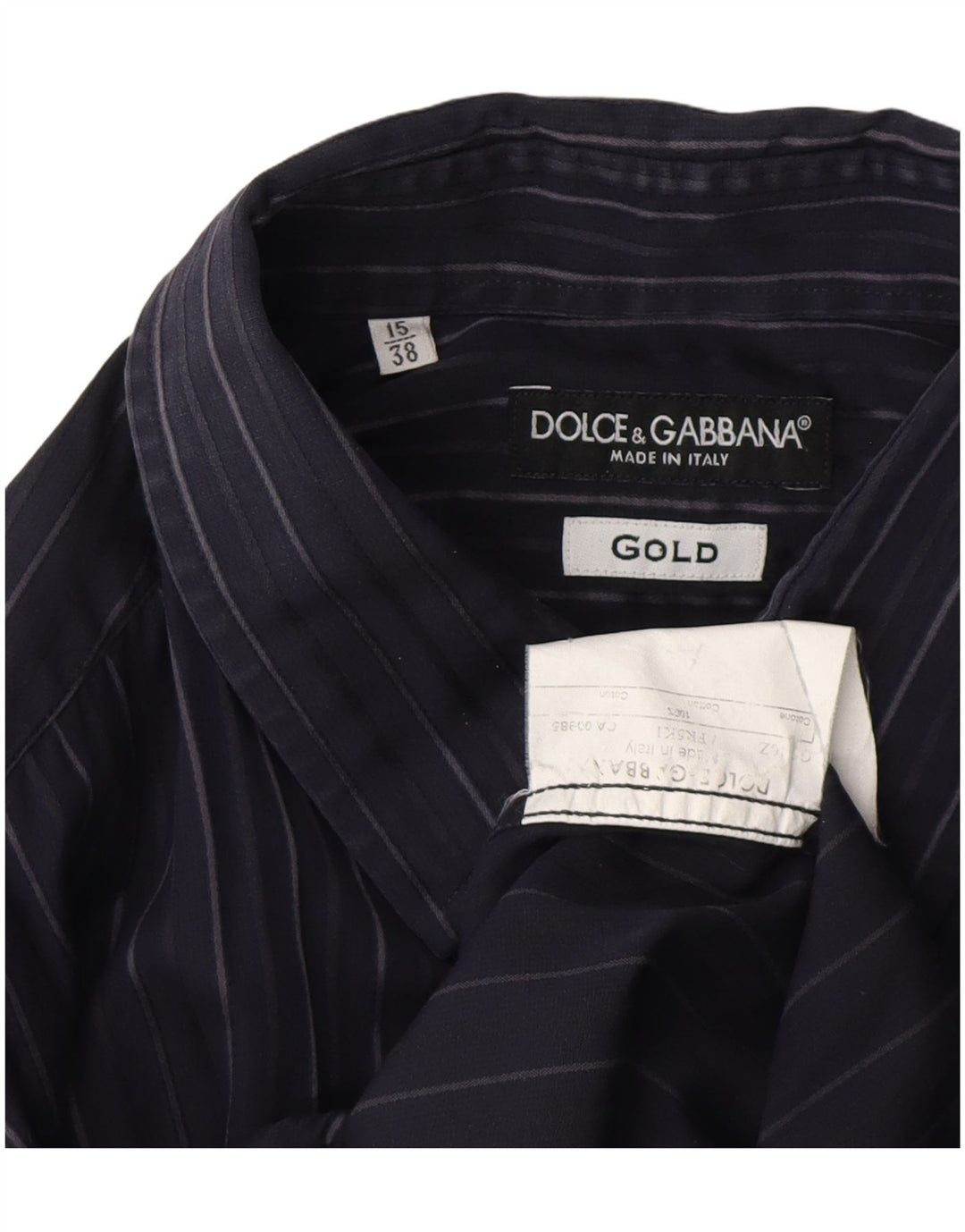 Мужская рубашка DOLCE & GABBANA, размер 15 38, средний темно-синий в тонкую полоску, хлопок