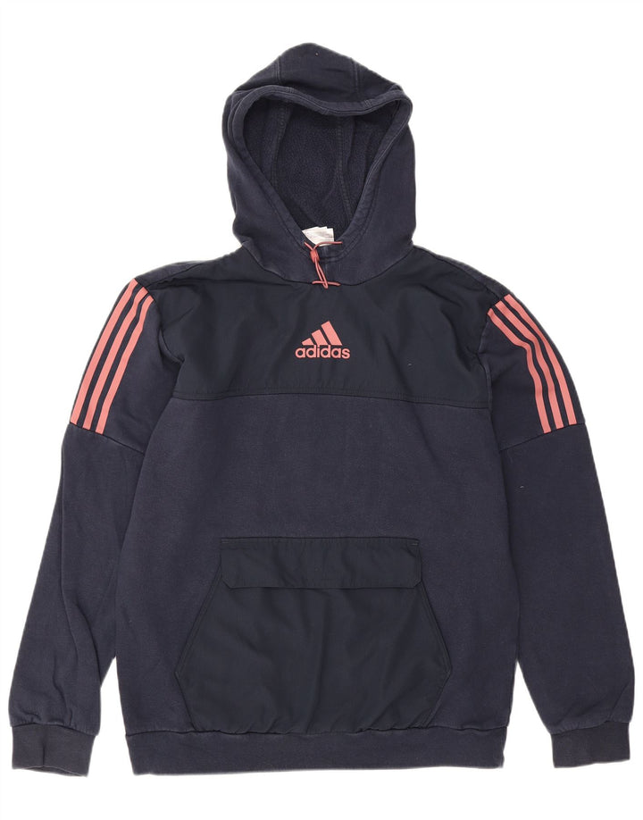 Мужской джемпер с капюшоном Adidas среднего размера, темно-синий, хлопок