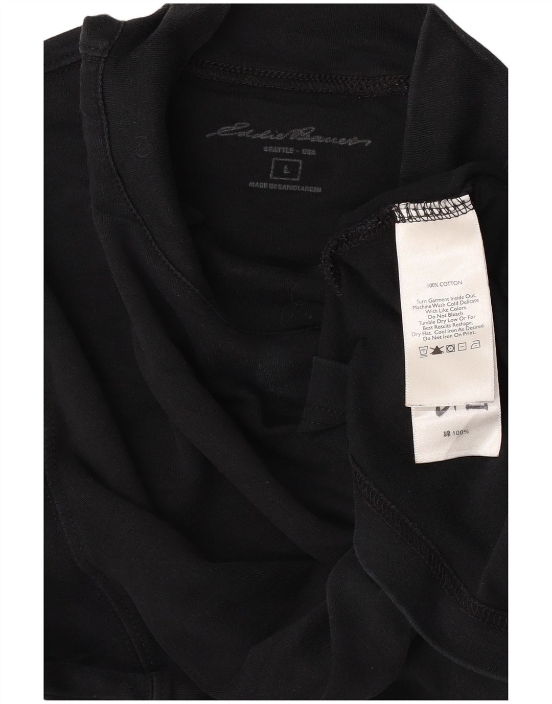 Мужской топ Eddie Bauer с длинным рукавом, большой черный хлопок