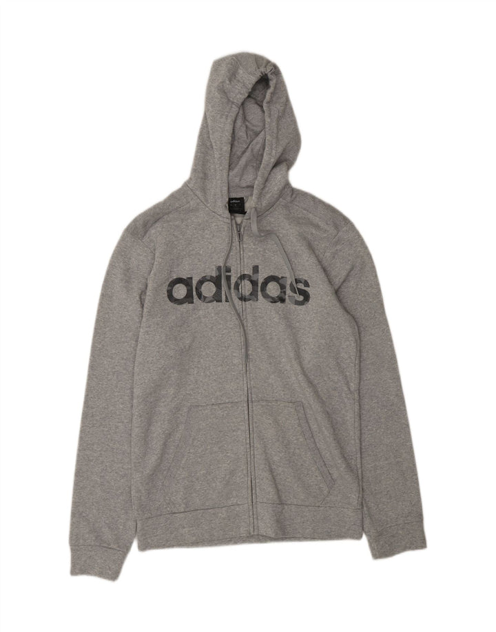 ADIDAS Mens Graphic Zip Hoodie Sweater Small Grey Vintage Adidas and Second-Hand Adidas from Messina Hembry 