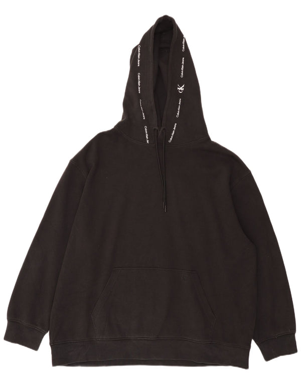 Мужской джемпер с капюшоном с рисунком Calvin Klein Jeans 5XL, черный хлопок