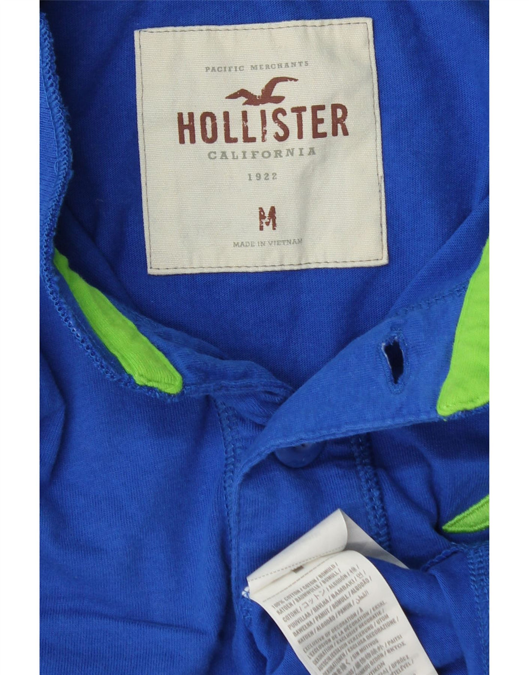 HOLLISTER Мужской топ с длинным рукавом, средний синий хлопок