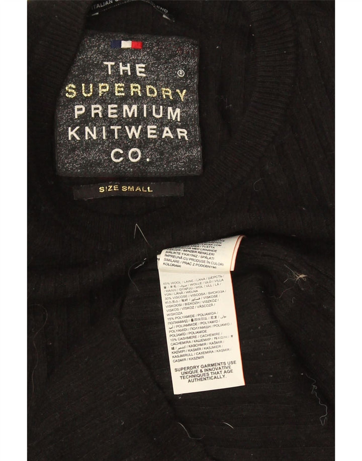 Женский джемпер с круглым вырезом Superdry, Великобритания, 8, маленький, черный, шерсть