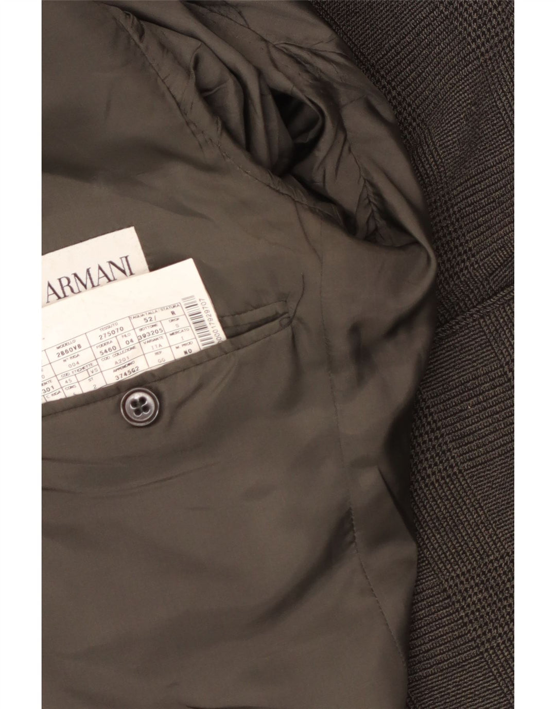 Мужской пиджак Armani на 2 пуговицах IT 52, большой серый полиэстер с узором «гусиные лапки»