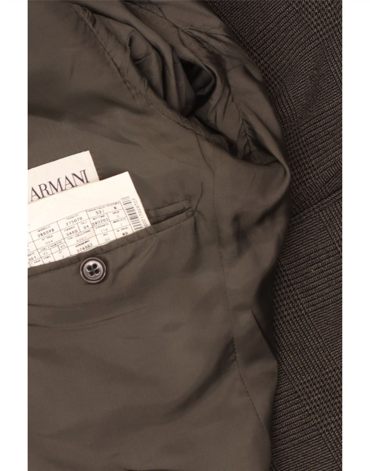 Мужской пиджак Armani на 2 пуговицах IT 52, большой серый полиэстер с узором «гусиные лапки»