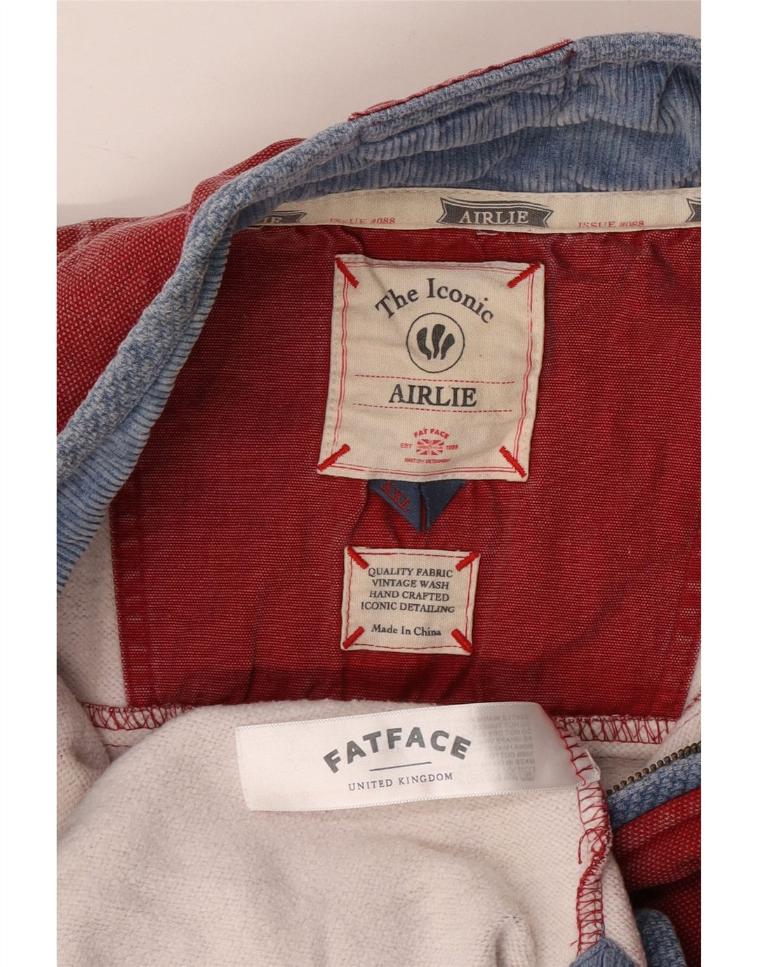 Мужской свитшот с воротником на молнии FAT FACE Airlie, джемпер 2XL, красный хлопок