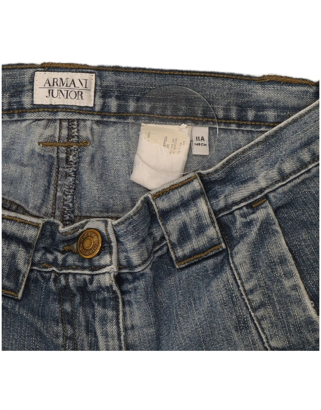 Свободные джинсы Armani Junior для девочек 10-11 лет W26 L28 Синие в стиле пэчворк