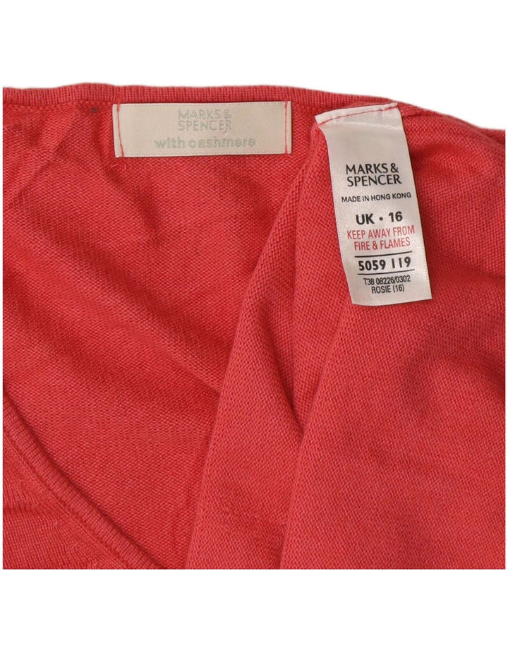 Женский джемпер с v-образным вырезом MARKS & SPENCER UK 16, большой розовый вискоза