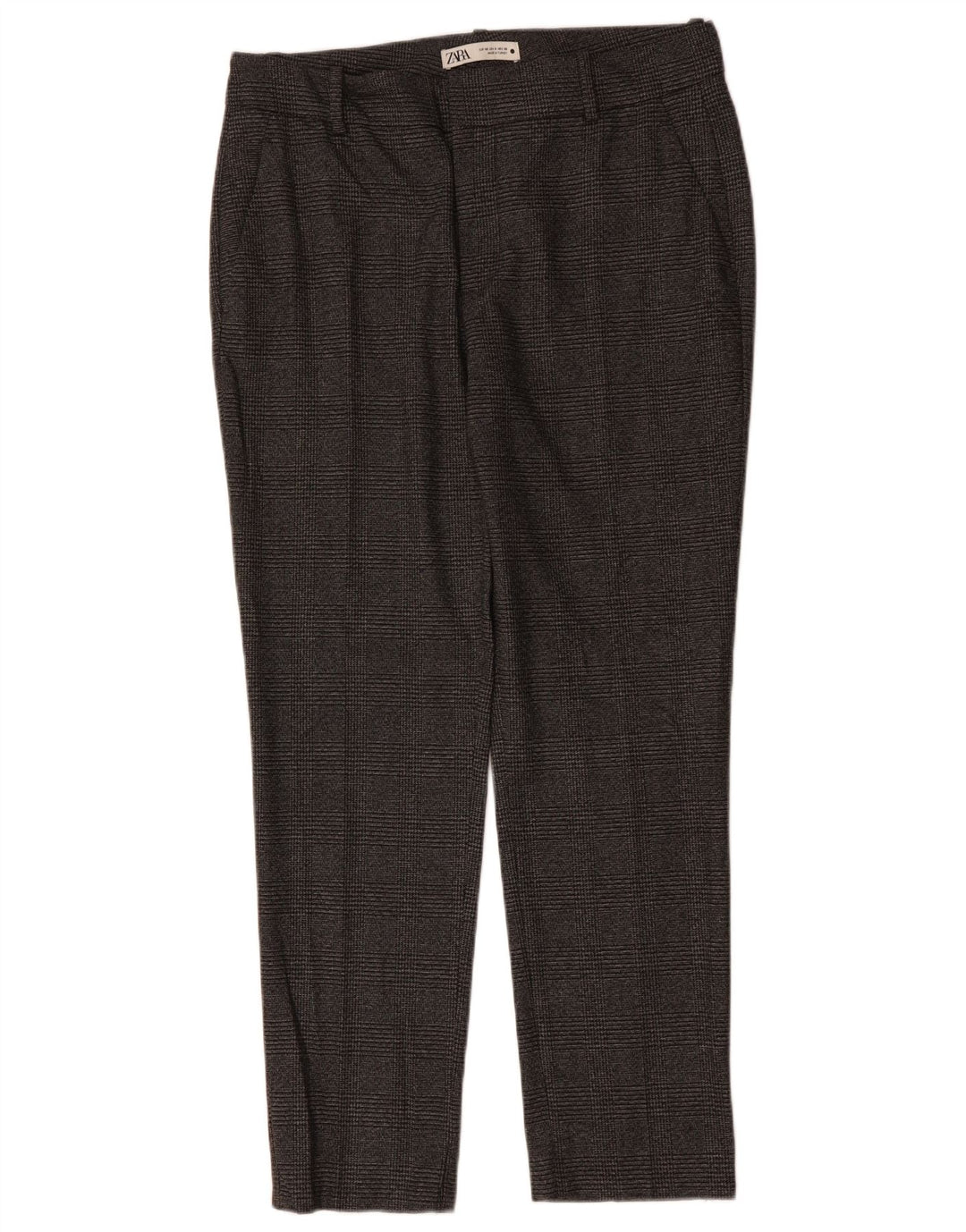 Женские узкие костюмные брюки ZARA EU 40, средние W30 L29, серый полиэстер в клетку