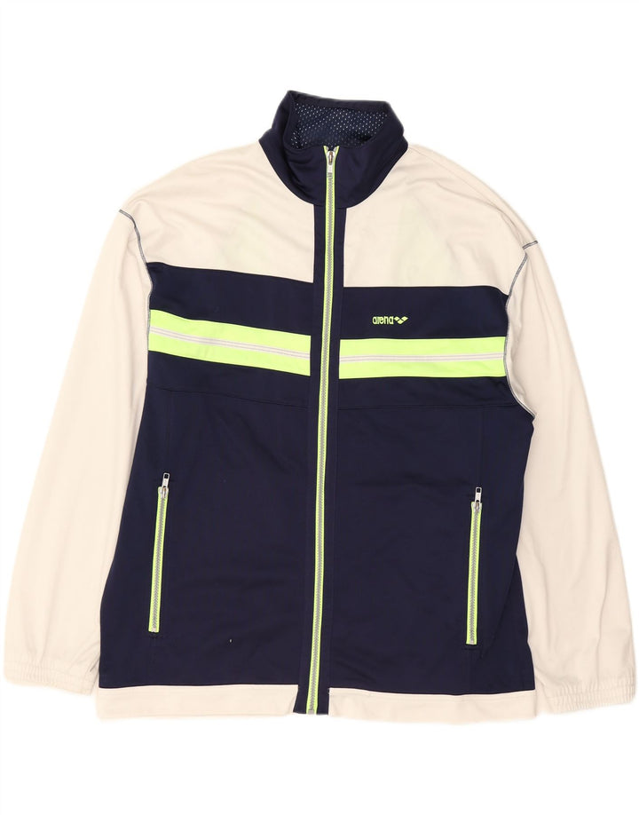 ARENA Mens Tracksuit Top Jacket Large Navy Blue Colourblock Vintage Arena and Second-Hand Arena from Messina Hembry 