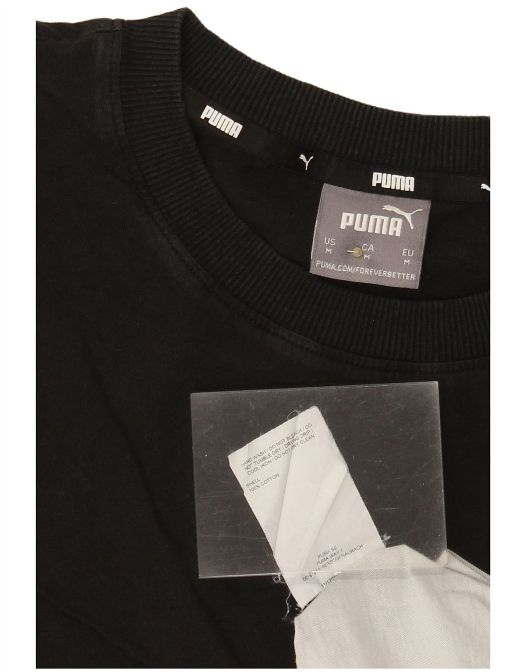 PUMA Mens Graphic T-Shirt Top Medium Black Colourblock Cotton