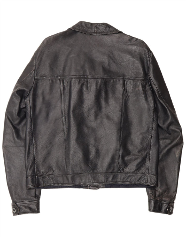 Винтажная мужская кожаная куртка UK 40, большая черная