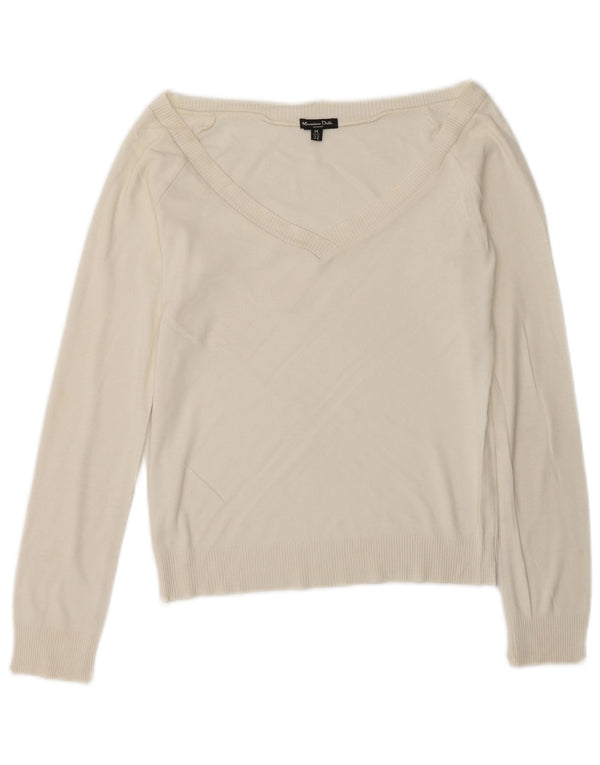 Женский укороченный джемпер с v-образным вырезом Massimo Dutti UK 12 Medium Off White