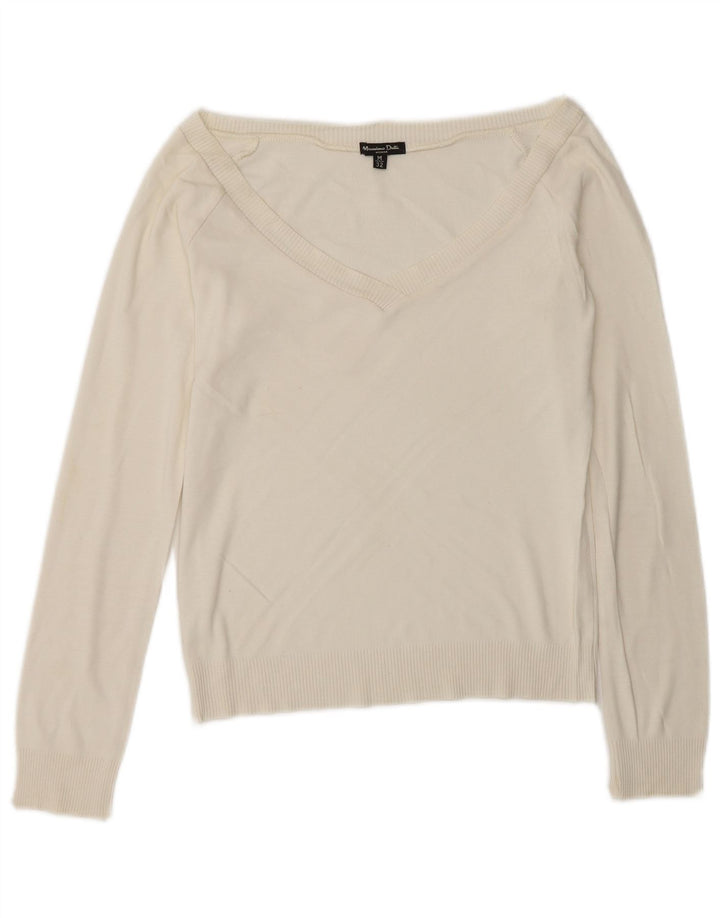 Женский укороченный джемпер с v-образным вырезом Massimo Dutti UK 12 Medium Off White