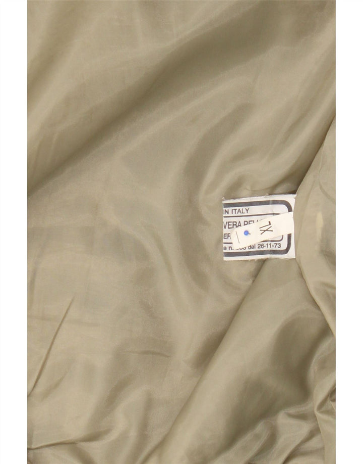 Винтажная женская кожаная куртка-бомбер UK 18 XL из кожи цвета хаки