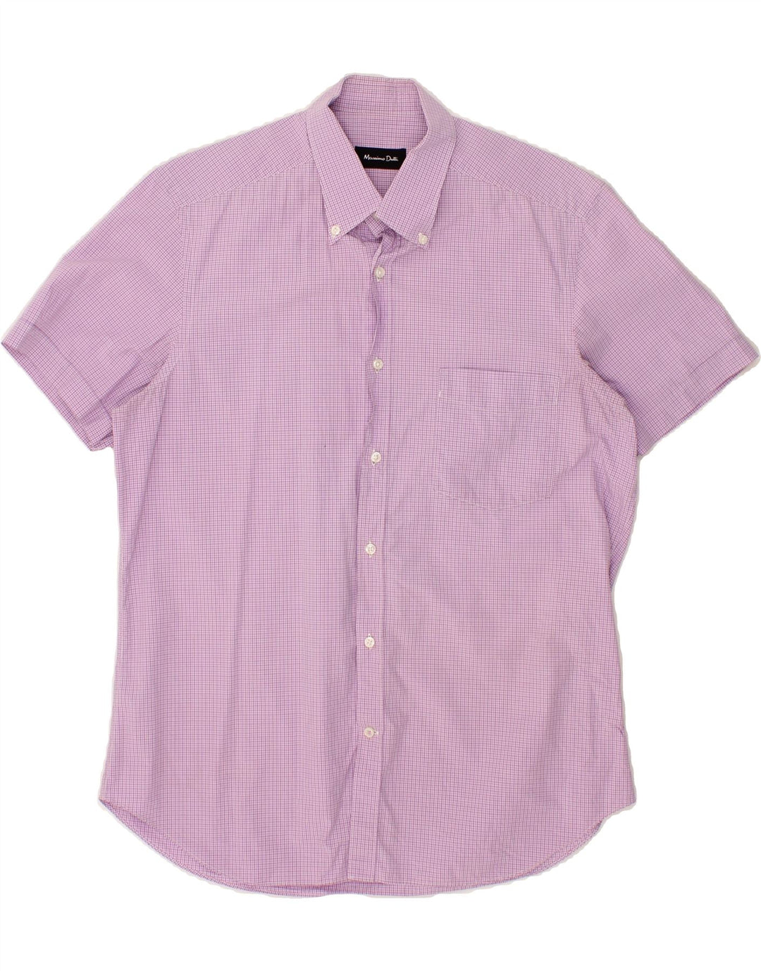 MASSIMO DUTTI Mens Short Sleeve Shirt Large Purple Check Vintage Massimo Dutti and Second-Hand Massimo Dutti from Messina Hembry 